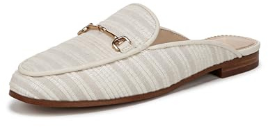 Sam Edelman Women's Linnie Loafer, White/Natural Striped Linen, 8.5