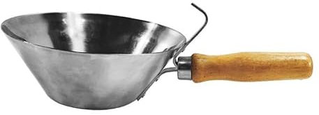 Sharplace Stainless Steel Bucket Scoops Plastering Tool Wooden Handle Cement Mortar Scooper Concrete Tool Steel Scoops for Stucco