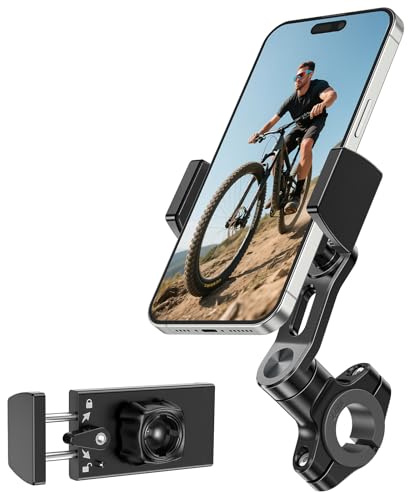 A2C Aluminium Alloy Shock-Absorbing Bike & Motorcycle Phone Holder, Secure Lock, Sturdy 360° Rotation Universal Mount for MTB/Scooter/Dirt Bikes, Fits 5.8–6.9 Smartphones