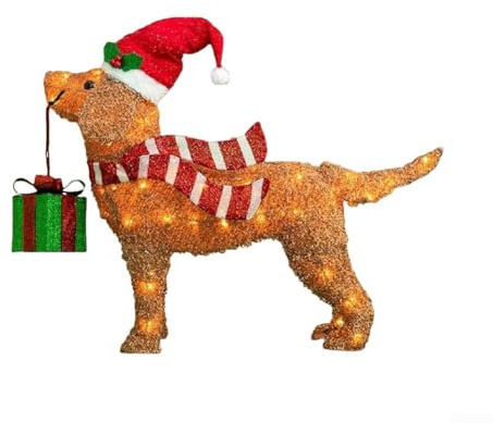 Stringa luminosa a LED per cani di Natale in acrilico per decorazioni natalizie all'aperto, per cortili, cortili e giardini con LED luminosi (3)