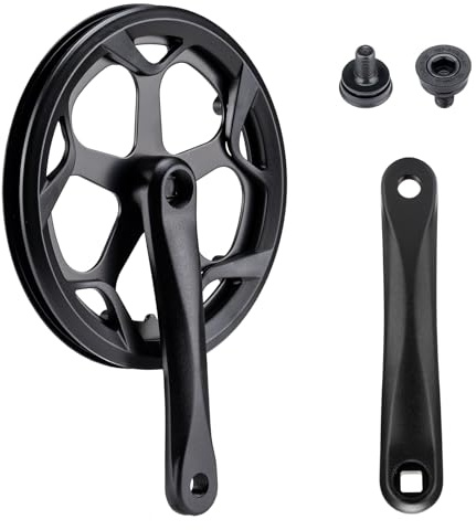 COCOLUMEN Pédalier de vélo 48T de 152 à 170 mm en alliage d'aluminium - Double protection de chaîne pour vélo électrique à vitesse unique et 6/7/8 vitesses, vélo de ville, vélo pliant, Fat Bike, VTT
