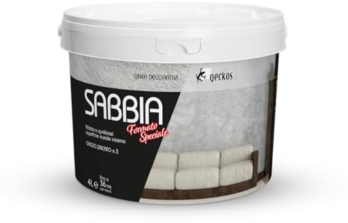 GECKOS Pittura Decorativa per Interni Effetto Sabbia 4 LT Vernice Murale Pronta all’Uso per Pareti Finitura Sabbiata Facile Applicazione Ideale per Soggiorno E Camera Da Letto