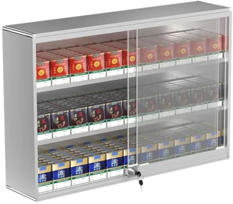 Cigarettdisplayfodral – väggmonterad cigaretthylla med skjutdörr och lås – 5/10-pack kapacitet för butik