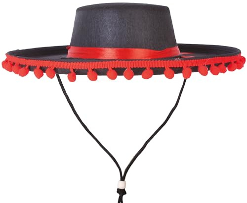 P'tit Clown - 75300 - Chapeau Feutre Espagnol pour Adulte - Taille Unique - Noir/Rouge