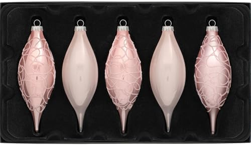 WeRChristmas Bolas de Cristal con Forma de lágrima para árbol de Navidad, Rosa Pastel, 15 cm, 5