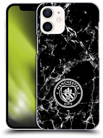 Head Case Designs Officially Licensed Manchester City Man City FC Black White Mono Marble Badge Hard Back Case Compatible With Apple iPhone 12 Mini