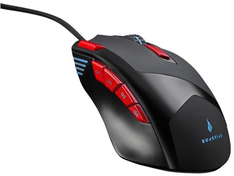 Surefire Eagle Claw Gaming 9-Button Gaming Mouse I RGB-lighting I PC mouse 3200 DPI I 9 programmable buttons I USB 3.2 GEN 1 and USB 2.0 I Windows, Mac and consoles I powered by Verbatim
