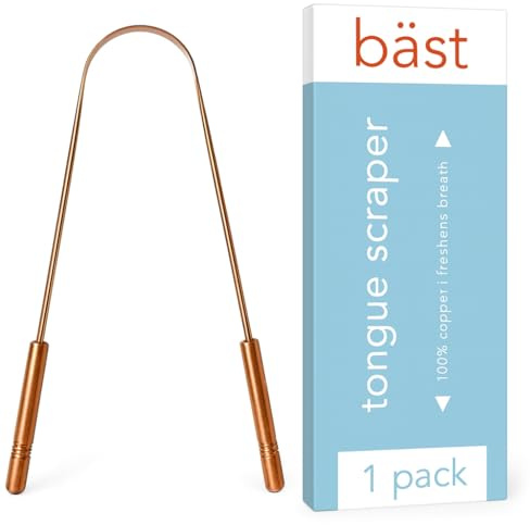 Bäst Tongue Scraper • 100% Copper (1 Pack) Premium Tongue Cleaner • Improve Oral Health • Ayurvedic Cleaning Tool