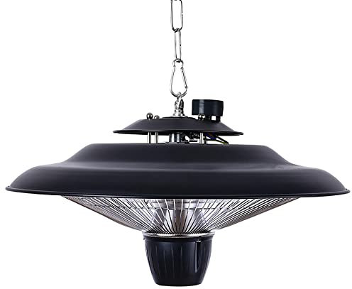 FAMYNGL Calentador De Patio Para Uso Exterior Calentador De Techo Calefacción De Tubo Halógeno Para Balcón 2 Modos Ajustables (750/2000 W) Para Balcón Calentador De Patio Impermeable,Negro