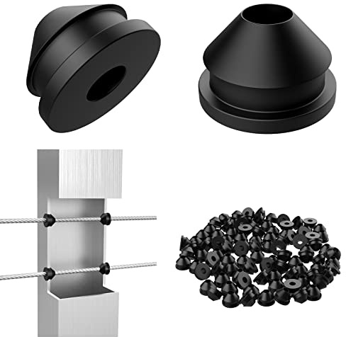 CKE 100 Pack Cable Railing Rubber Grommets for 1/8 5/32 3/16 Cables for Metal Cable Railing Posts, 1/8 Cable Railing Kit Protector Sleeve Grommet, Cable Protective Sleeves for Metal Posts, BCR10