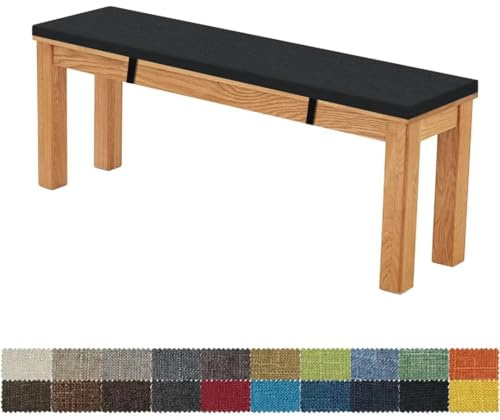 FIOVIP Coussin de Banc 80X30X3CM Amovible Lavable Double Antidérapant Hautement Élastique Convient pour Bancs de Jardin, Balançoires, Patios, Bancs d'Intérieur(Noir)