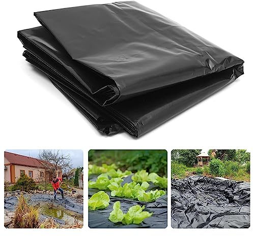 PALUDO 2 X 3M Extra Thick Black Heavy Duty Polythene Sheeting, Plastic Dust Waterproof Sheets, Garden Grow Polythene Cover Sheets, for Gardening Insulation Building Rubble Protection (250Mu/1000G)