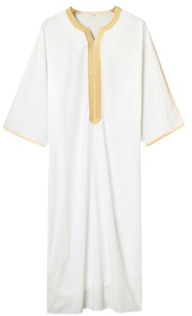 Greatfool Kaftano Uomo con Finiture di Alta qualità - Vestito Arabo Uomo in Stile Kaftan Marocchino discreto e Raffinato - S