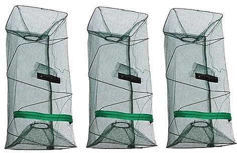 Bprtcra 3 Stück Fischfalle faltbar für Angelköder Faltfisch Köder Fischfalle Flusskrebse Fisch Hummer Krabben Krebse Garnelen Fisch Fang Netz