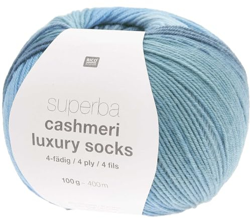 Rico Design Gomitolo di lana con calze Superba Cashmeri Luxury Socks a 4 fili, 100 g, morbidezza e lusso per i vostri piedi