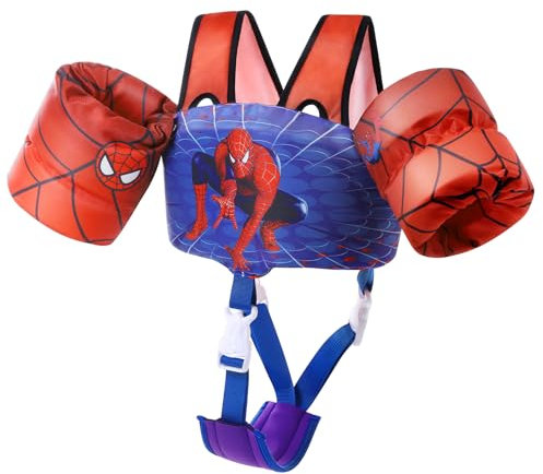 Toddler Swim Vest Kids Floaties for Pool, Kids Swim Vest with Arm Floaties Adjustable Crotch Strap, Fits 2-7 Years Old Boys and Girls 22-66 Pounds Children