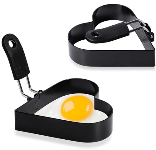 Egg Rings Stainless Steel 2 Pieces Egg Mould Fried Egg Mould for Pan Omlette Pan (L2)