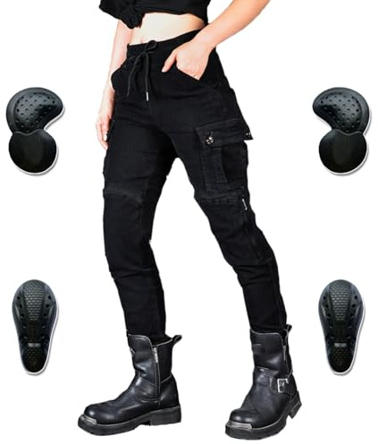 HOMDECR Pantalones De Motocicleta para Mujer, Pantalones Vaqueros De Motocicleta, Tela Mejorada con Protección para Rodillas Y Caderas, Pantalones Protectores De Pantalones Vaqueros (XL)