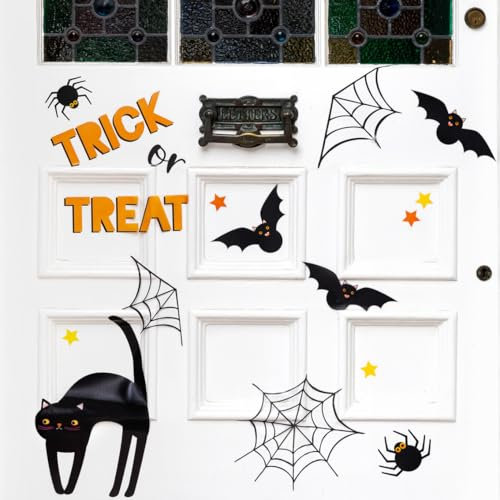 Talking Tables Halloween Door Stickers Indoor Home Decoration, Webs, Spiders, Cats, Bats, Backdrop, Gift, Porch Décor, Spooky Halloween Decor for Home