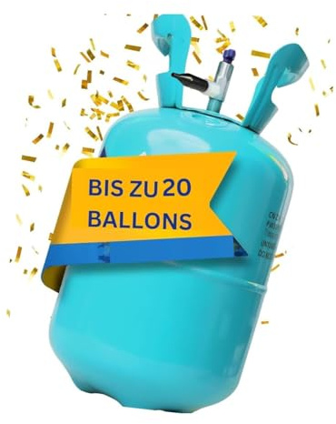 Ballongas [für 20 Luftballons]– Helium Balloon Gas für bis zu [20 Luftballons] – Ballongas - Helium Gasflasche klein inkl. STAHLMANN ® Informationsblatt