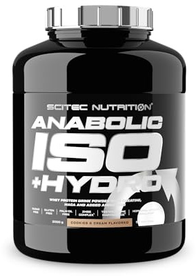 Scitec Nutrition Anabolic Iso+Hydro – Vassleproteinblandning – med kreatin, maca och aminosyror – ZMB6-komplex för upprätthållande av testosteronnivåer, 2000 g, Cookies & Cream