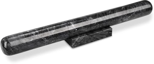 Mattarello Marmo con Supporto 40 cm Antiaderente per Biscotti, Pizza, Pasta Sfoglia, Cottura in Cucina (Nero)