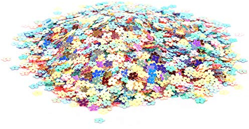 Haofy Confettis en Forme de Fleur, Paillettes Ignifuges en PVC pour Décorations Festives, Paillettes Exquises pour Mariages et Fêtes, Paquet de 60 G (Fleur à cinq pétales de 0,7 cm)