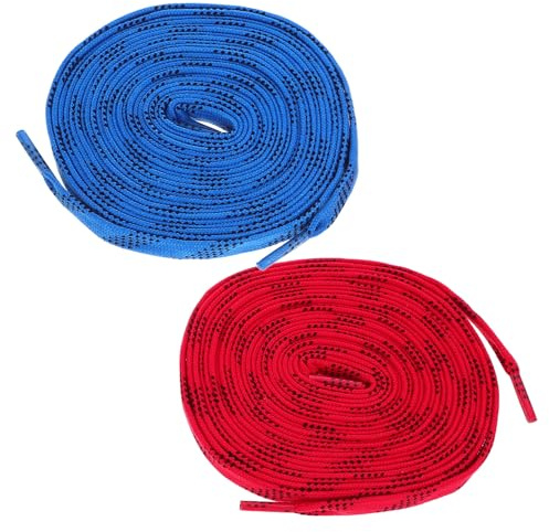 NIYANGLE Lacets Plats Hockey Glace 2 Paires 244 Cm Rouges et Bleus Lacets de Sport Résistants pour Chaussures de Hockey Patins à roulettes et Baskets pour Maintien sur Glace