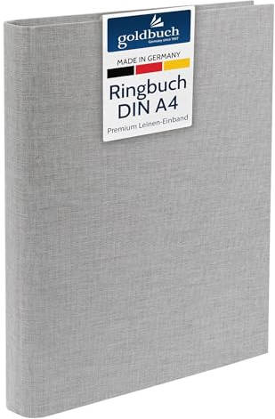 goldbuch 37919 Foto Ringbuch, Bella Vista, Foto Album 26 x 32 cm, Fotobuch Ordner aus Leinen, Fotoordner zum Selbstgestalten und Befüllen, Format DIN A4, ideal für Reise & Urlaub, Hellgrau