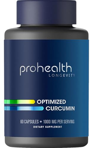 ProHealth Organische Curcumin Kapseln 1000 mg – Hochdosierte Kurkuma-Curcumin-Nahrungsergänzung – Fortgeschrittene Bioverfügbare Kräuterformel – GMP-zertifiziert, Glutenfrei, 60 Vegane Kapseln