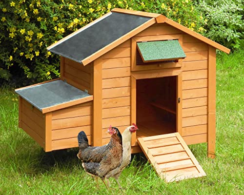 Gallinero para Exterior Island con ponedero - Gallinero de Madera tratada para Exteriores - Capacidad 6-8 gallinas - Amplia Puerta de Acceso - 115 x 130 x 80 cm