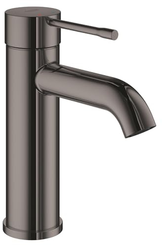 GROHE Essence, Waschtischarmatur, wassersparend (Wasserhahn für das Bad, 17cm hoch, Badarmatur mit langlebiger Oberfläche, einfache Installation am Waschbecken), anthrazit, 23590A01
