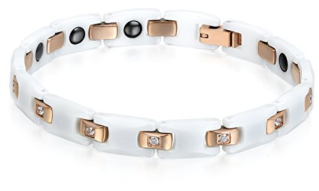 OIDEA Magnetiskt armband för kvinnor armkedja: Länkkedja magnetiskt armband i rostfritt stål volframstål ellips kärlek länkar handled polerat kedjearmband hälsa armband, 19.2cm Länge, Keramik