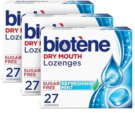 Biotene Dry Mouth Lozenges for Dry Mouth and Fresh Breath, Dry Mouth Relief and Breath Freshener, Refreshing Mint - 27 Count (Pack of 3)