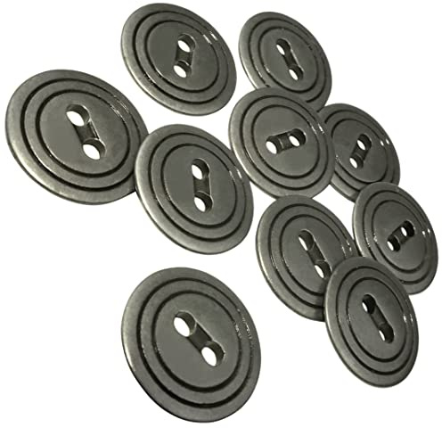 AERZETIX - C56624 - Juego de 10 Botones de coser metálicos Ø19mm con 2 agujeros - apertura 3mm - color gris - mercería costura ropa artesanía vaqueros jeans