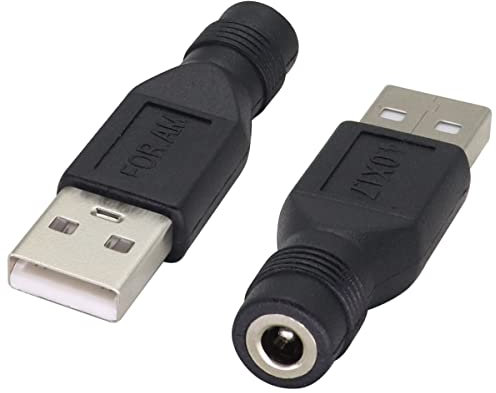 AAOTOKK (2 Pack USB to DC 4.0×1.7mm Jack Power Connector USB 2.0 A Male to DC 4.0 × 1.7 mm Female Jack DC 5V Barrel Power Plug Charger Cable Adapter for 5 V DC or USB Charging Device(M/F4.0×1.7)