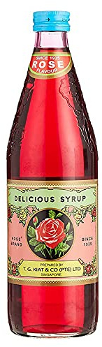 t.g.kiat Rose Syrup (750ml) (Pack of 1) Bottle - Gluten Free - Vegetarian - Baking & Dessert Syrup
