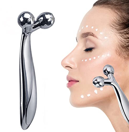 trabag Massaggiatore Viso 3D, Rullo Facciale Rotante 360°, Antirughe, Rilassamento Muscolare