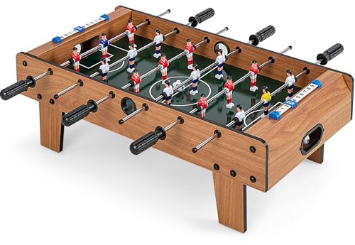 COSTWAY Calcetto da Tavolo Salvaspazio con Maniglie Resistente, Calcio Balilla con 2 Palloni, Biliardino per Bambini e Adulti per Feste, 69 x 36 x 24 cm