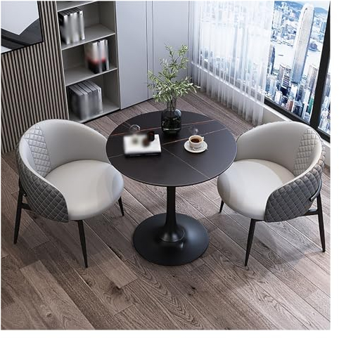 Rund Konferenztisch, Esstisch 2 Personen Mit Stühlen, Verhandlungstisch, Konferenztisch, Empfangtisch,Besprechungstisch, Freizeit Couchtisch Set Küchentisch, Esstisch Mit 2 Stühlen (Color : F)