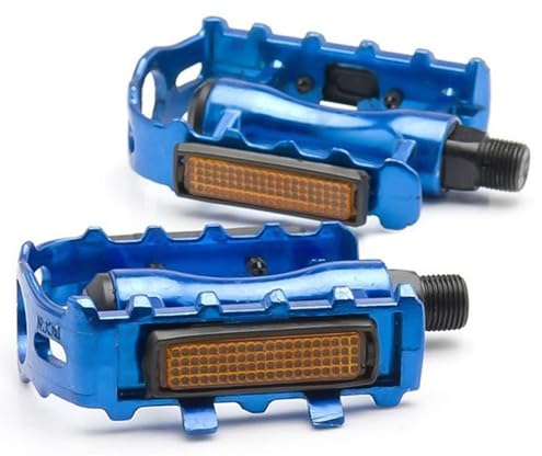 Pedales de bicicleta MTB antideslizantes – Pedales de bicicleta de 9/16 pulgadas eje para diversas bicicletas, bicicleta de montaña, ciudad, trekking, pedal de aleación de aluminio [azul] con