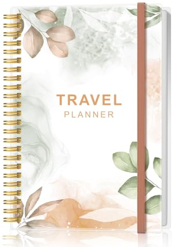 Travel Journal for Women & Men, Vacation & Road Trip Planner Organizer, Travel Notebook for 6 Trips, Trip Planner Gift to Record Memories and Adventures from Special Trips, 5.8 x 8.5, Rose Leaf