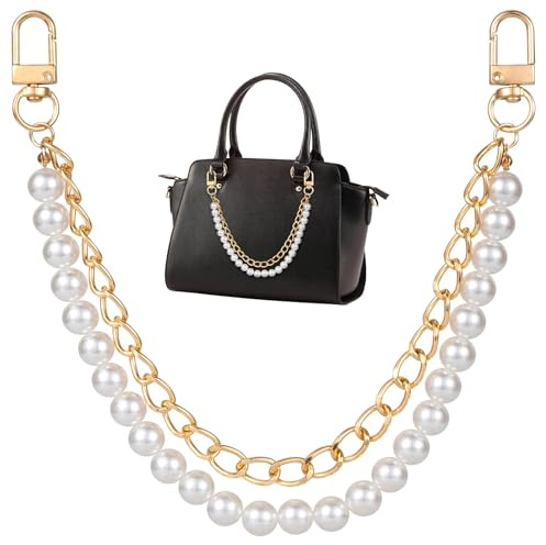 FloralGrace Catena di perle per borsa Oro 30 cm Catena per borsa, prolunga per manico della borsa a mano, tracolla per borsa a spalla, catene di ricambio per borsa a mano, accessori per borsa