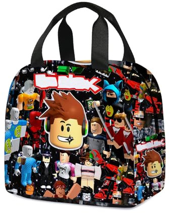 Elie&Eason Roblx Lunch Bag, Lunch Box for Kids and Adults, Insulated Reusable Lunch Box, Portable Waterproof Lunch Bags for Travel Picnic School Office Outdoor