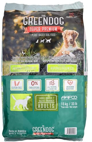 The Green Dog: Super Premium: morso regolare per adulti, sacchetto di cibo per cani da 15 kg, proteine vegetali, crocchette vegane per animali secchi, senza glutine, nutrizione completa