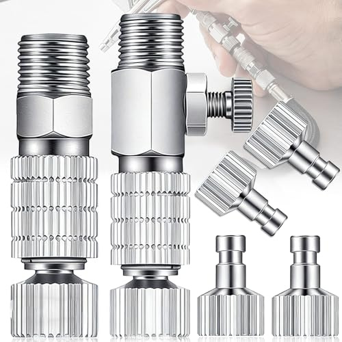 Mount Kumgang 6 stycken airbrush adapter, airbrush quick connecter adapterset, airbrush quick release Disconnect Fitting Connector-set, för luftkompressor, airbrush slang