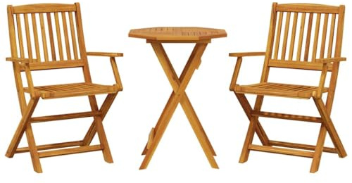 Genérico Juego bistró pleglable 3 Piezas Madera Maciza Acacia,Mobiliario,Muebles de jardín,Conjuntos de jardín,Marrón,19.8 kg,3295250