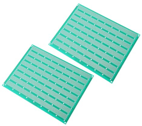 Lurrose Placa de Circuito Impreso Sola Cara 2 Unidades 15x20 Cm Verde Cinco Orificios, Placa Soldable Multifuncional para Proyectos Electrónicos y Prototipado DIY