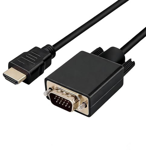 HDMI till VGA adapterkabel 1,8 m, Full HD 1080P HDMI till VGA, VGA till HDMI-adapter kompatibel med PC, bärbar dator, projektor, bildskärm, Xbox, aktiv HDMI VGA-adapter för tillförlitlig