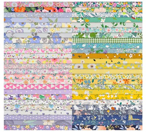 Aucuu 50 Piezas 25x25cm Diseño de Retales Algodón Telas, Tela Algodon, Telas Patchwork, Diseños Tela de Algodón Impresos, para DIY Manualidades Decoración de Costura Artesanal
